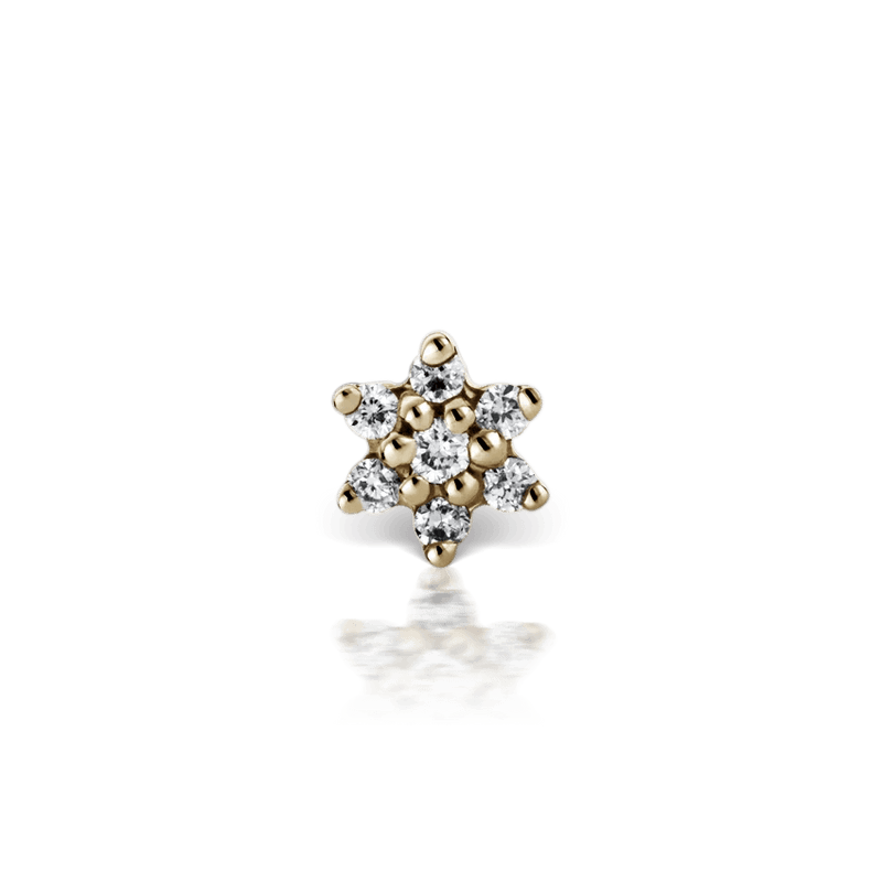 MARIA TASH Diamond Flower Treaded Stud Earring 3mm - Øreringe - XFLD-YG-W3-001