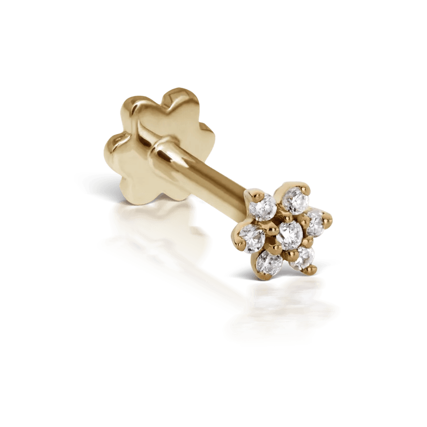 MARIA TASH Diamond Flower Treaded Stud Earring 3mm - Øreringe - XFLD-YG-W3-001