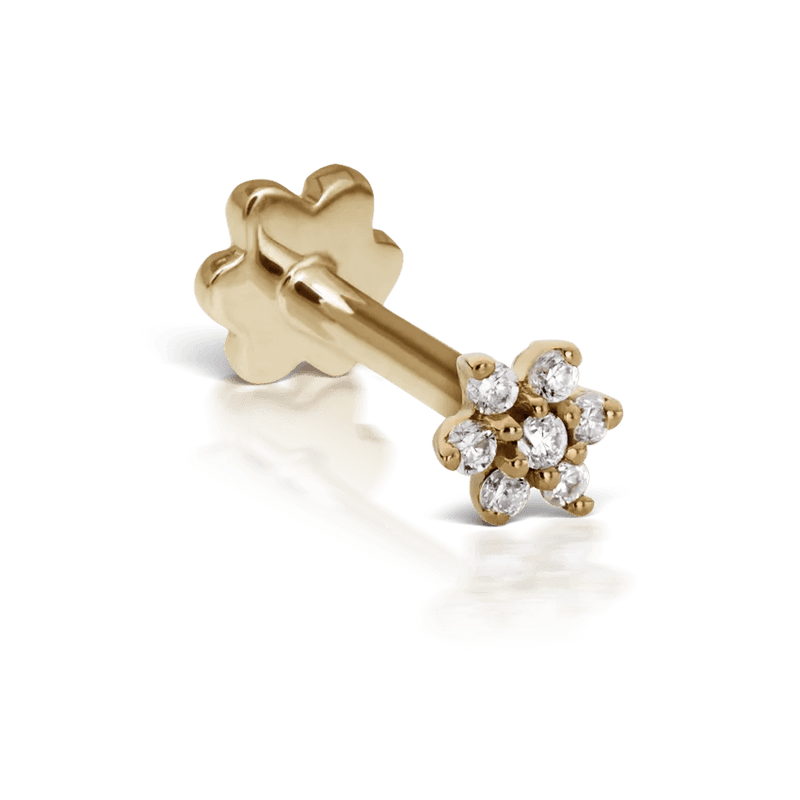 MARIA TASH Diamond Flower Treaded Stud Earring 3mm - Øreringe - XFLD-YG-W3-001