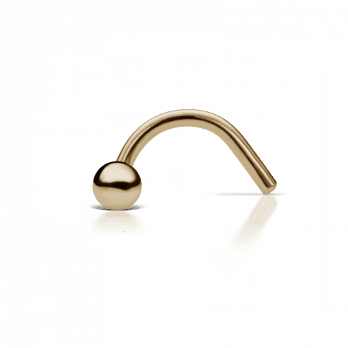 Maria Tash Nasenpiercing aus 14-karätigem Gold, 2 mm, mit Kugel in glänzendem Goldfinish, schlichtes Detail. Modell NDM-YG-W2-NR-001-1