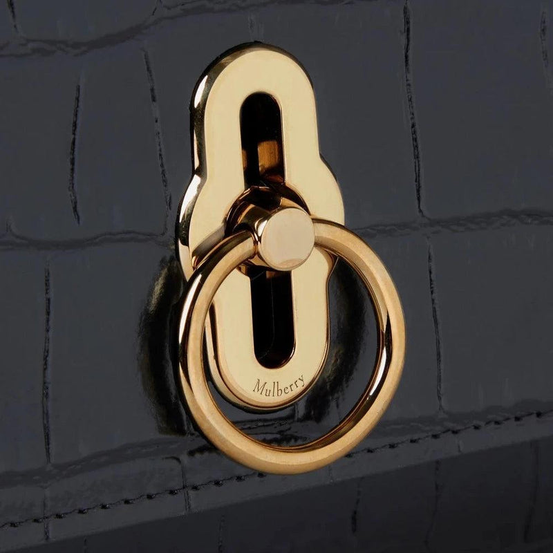 Mulberry Amberley Clutch Black Shiny Small Croc - Taske - RL8191/641A100
