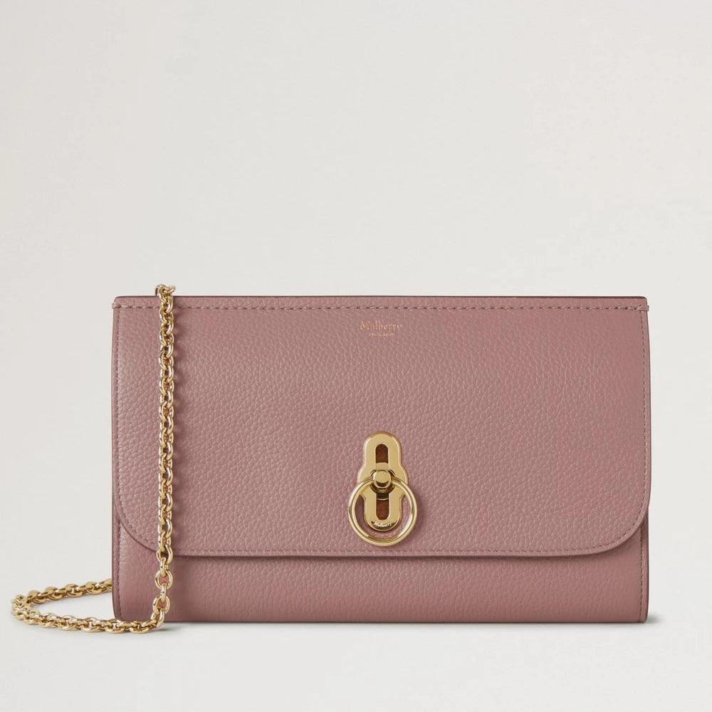 Mulberry Amberley Clutch Small Classic Grain Autumn Rose Clutch aus rosa Leder mit goldener Kette, Modell RL6090205J997.
