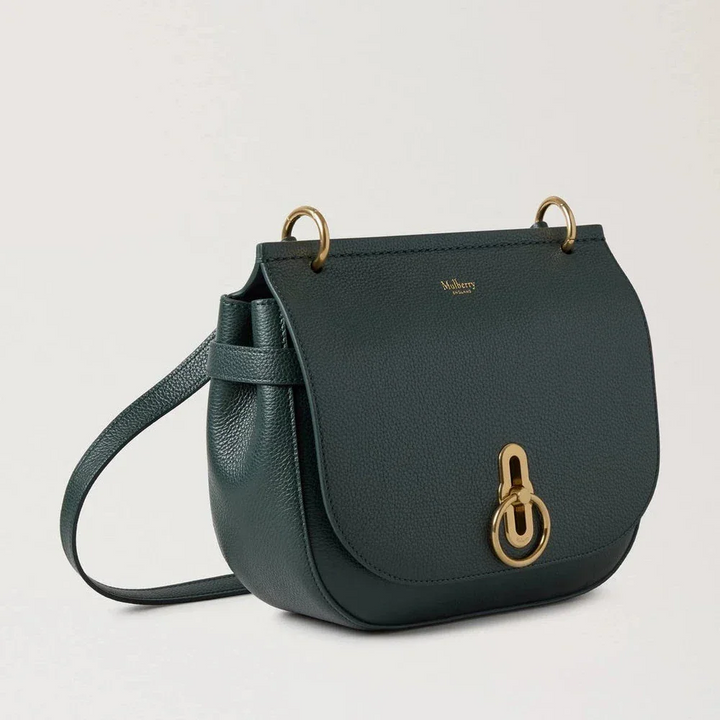 Mulberry Amberley Satchel Small mit klassischer Narbung Mulberry Grüne Umhängetasche aus dunkelgrünem Leder mit goldenen Details. Modell HH9799205Q633