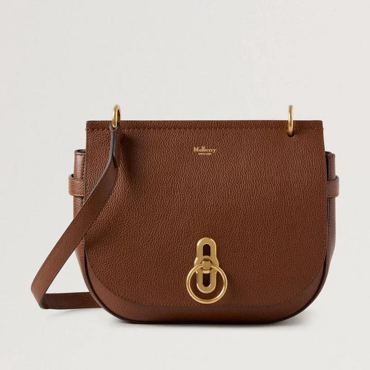 Mulberry Amberley Satchel Small Classic Grain Two Toned Oak aus braunem Leder mit goldener Schnalle, Modell hh9800552g110