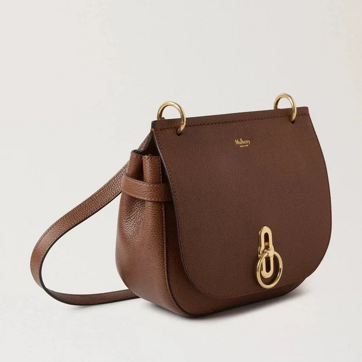 Mulberry Amberley Satchel Small Classic Grain Two Tone Oak aus braunem Leder mit goldener Schnalle, Modell HH9800552G110