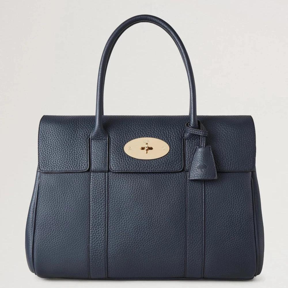 Mulberry Bayswater Heavy Grain Night Sky Handtasche aus dunkelblauem Leder mit goldfarbenem Verschluss. Modell HH6592736U888
