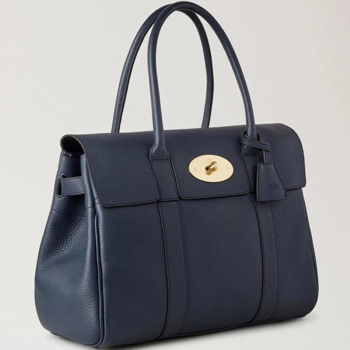 Mulberry Bayswater Heavy Grain Night Sky Tasche aus dunkelblauem Strukturleder mit goldfarbener Schnalle, Modell HH6592736U888.