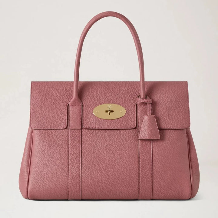Mulberry Bayswater Rosa Scrumpy Heavy Grain Handtasche aus rosafarbenem Leder mit goldenen Details, Modell HH6592/736J647