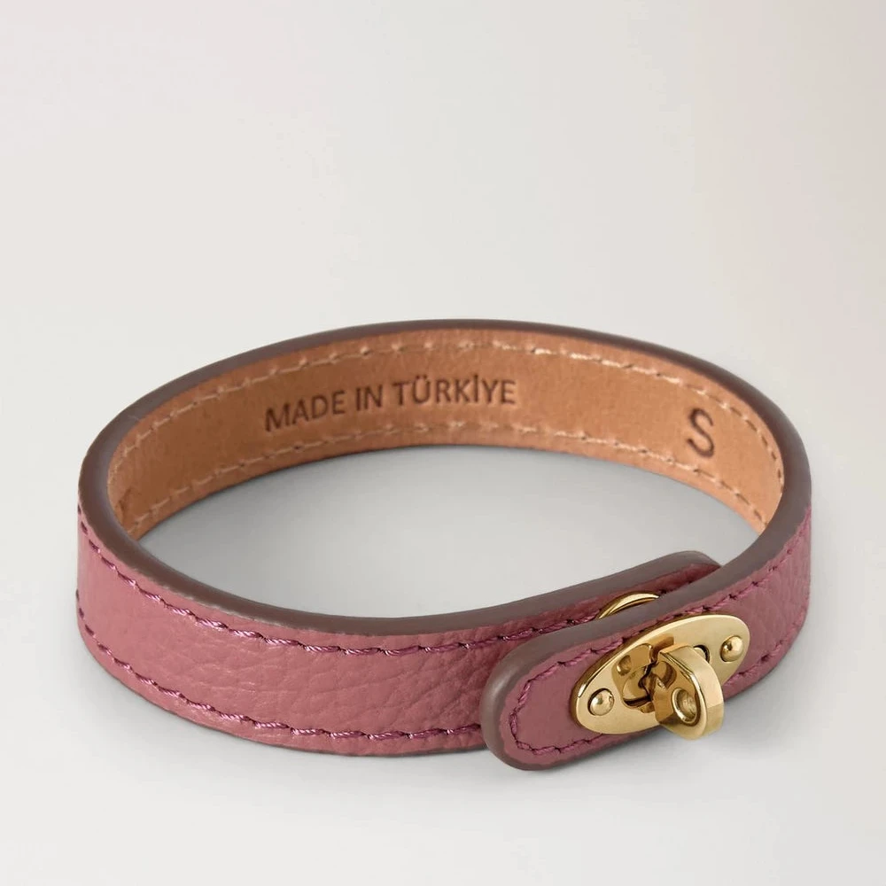 Mulberry Bayswater Dünnes Armband rosa Scrumpy aus rosa Leder mit goldenem Verschluss, Modell QB2390205J647