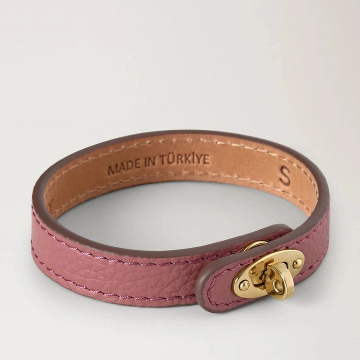 Mulberry Bayswater Dünnes Armband rosa Scrumpy aus rosa Leder mit goldenem Verschluss, Modell QB2390205J647