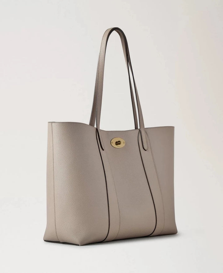 Mulberry Bayswater Tote Cashmere Taupe Small Classic Grain, taupefarbene Ledertasche mit goldener Schnalle, Modell HH5727205F924