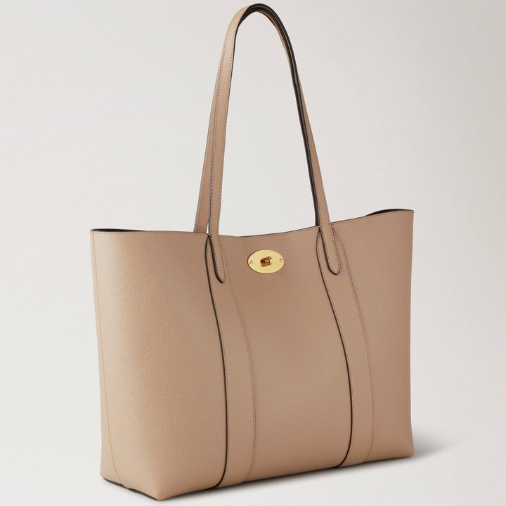 Mulberry Bayswater Tote Small Classic Grain aus beigem Leder mit goldfarbener Schnalle, Modell HH5727 205E631