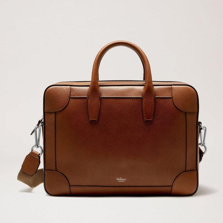 Mulberry Belgrave Single Document Holder Two Tone aus braunem Leder mit zwei Griffen und abnehmbarem Riemen, Modell HH8735552G110.