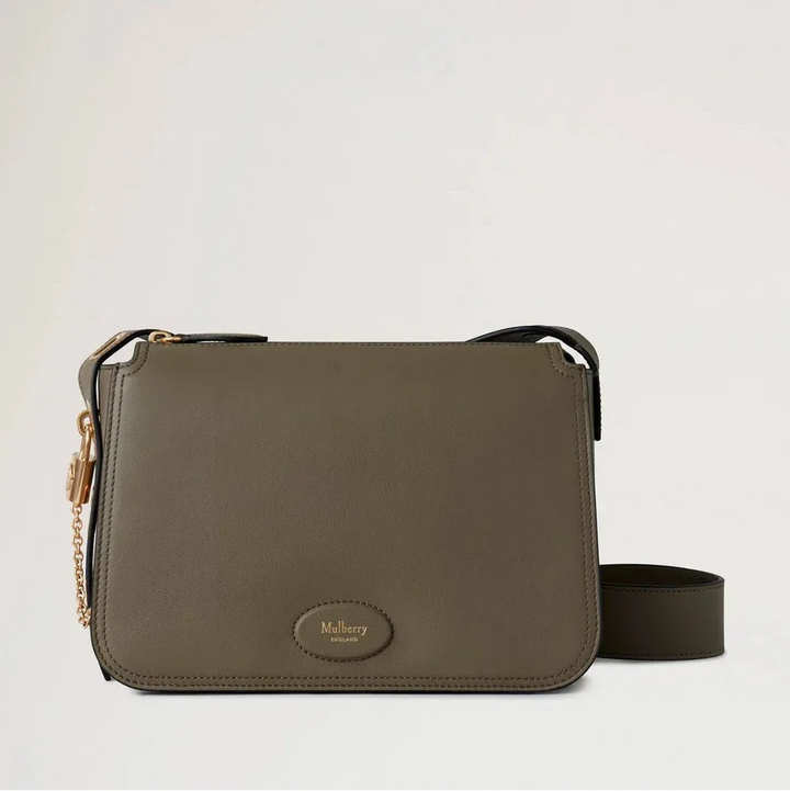 Mulberry Billie Linen Green Micro Classic Grain Umhängetasche aus olivgrünem Leder mit goldenen Details. Modell HH9260587R563