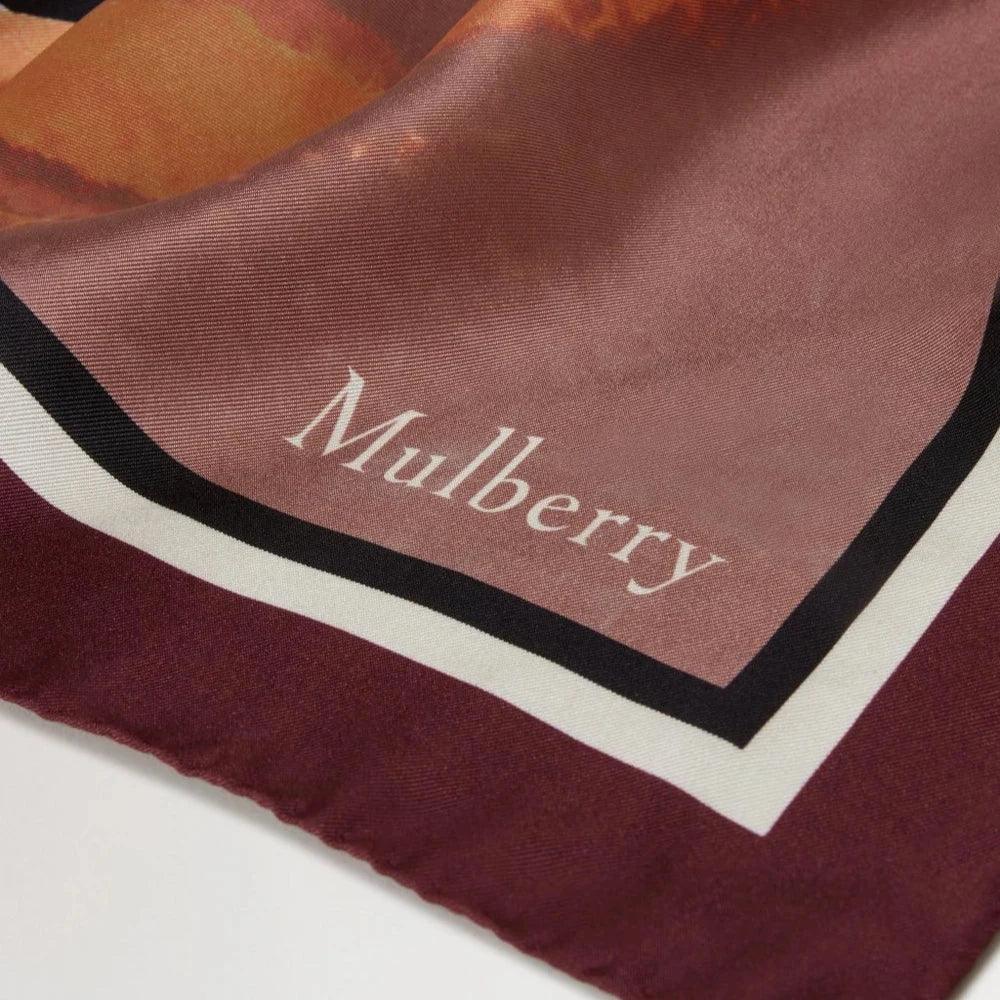 Mulberry Quadratischer Schal mit Schmetterlingsflügeln, Schwarzkirsche mit Satin-Finish, bordeauxrotem und rosafarbenem Rand. Modell VS4832090K560