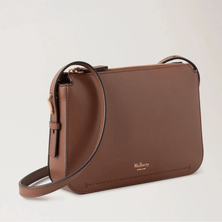 Mulberry Clovelly Pouch Micro Classic Grain Bright Oak aus braunem Leder mit verstellbarem Riemen, Modell RL8729587G222.