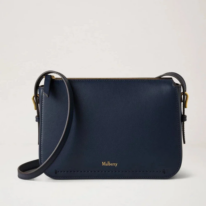 Mulberry Clovelly Pouch Micro Classic Grain Night Sky Tasche aus dunkelblauem Leder mit verstellbarem Riemen, Modell RL8729587U888