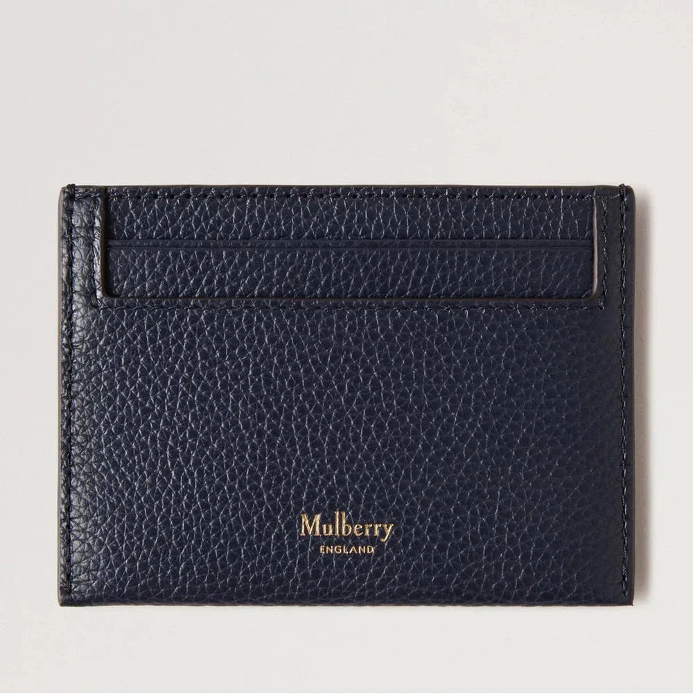 Mulberry Continental-Kreditkartenetui „Night Sky“ aus dunkelblauem Leder mit goldenem Logo, Modell RL4644/205U888.