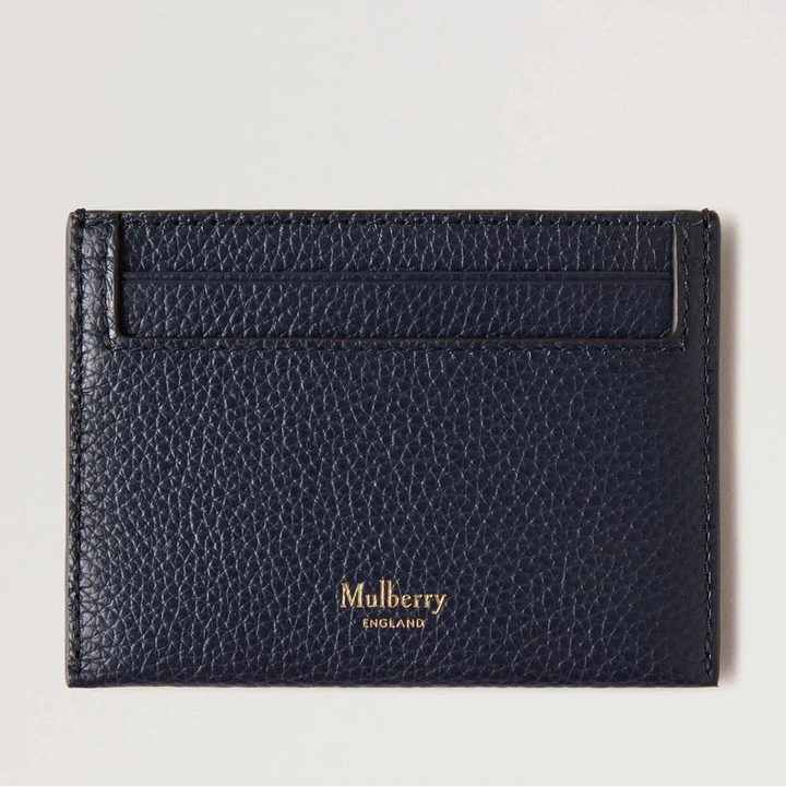 Mulberry Continental-Kreditkartenetui „Night Sky“ aus dunkelblauem Leder mit goldenem Logo, Modell RL4644/205U888.