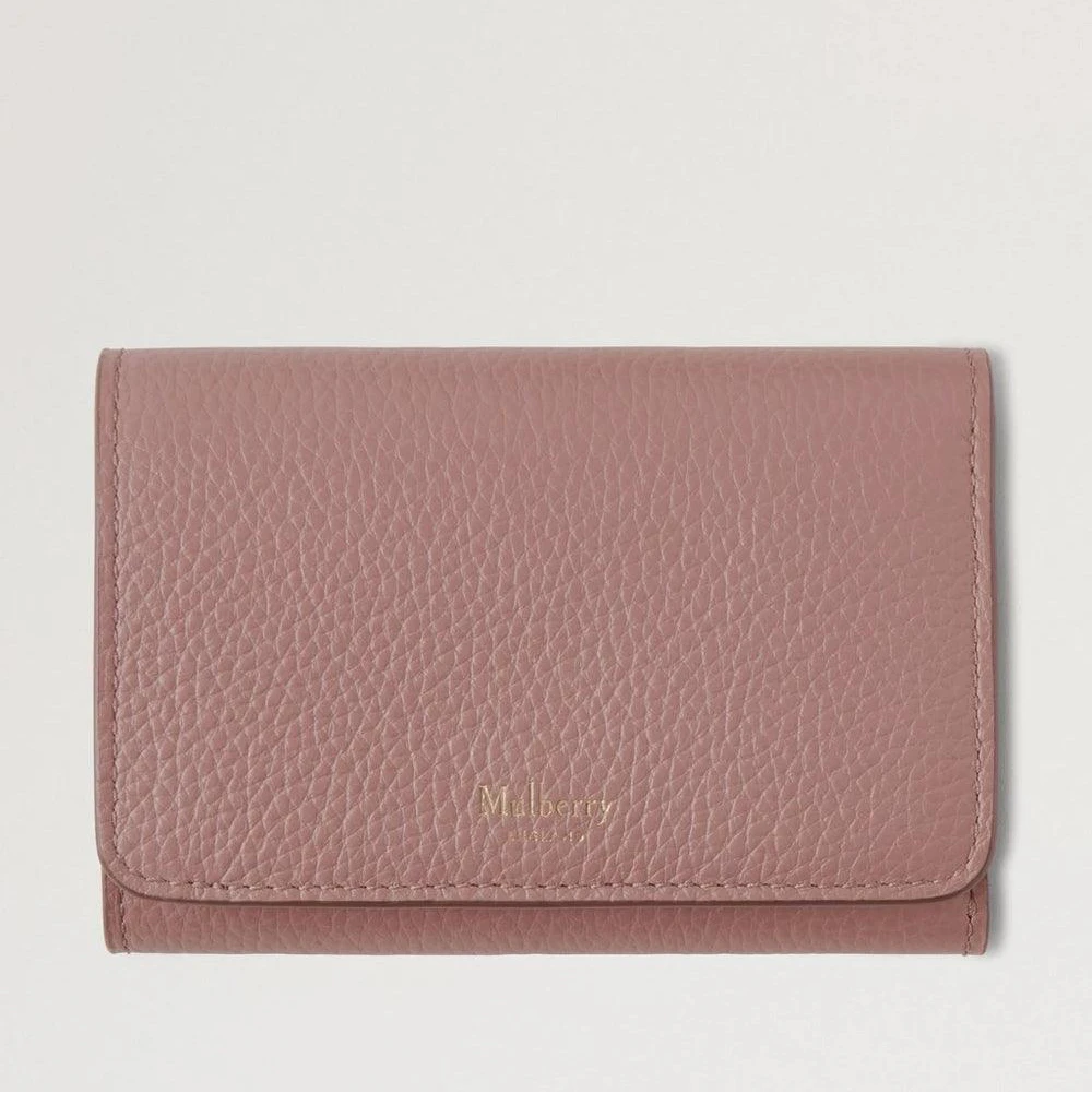 Mulberry Continental Trifold Wallet Herbstrose aus rosafarbenem Leder, elegantes Frontdesign. Modell RL6824205J997