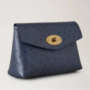 Mulberry Darley Cosmetic Pouch Ostrich Stormy Blue Kosmetiktasche