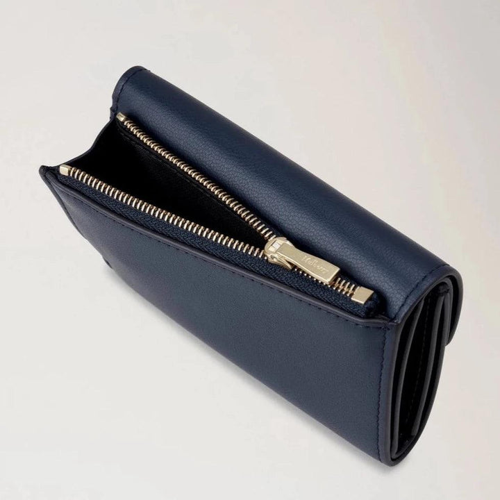 Mulberry Darley Gefaltetes Multi-Card-Portemonnaie Night Sky aus dunkelblauem Leder mit goldenem Reißverschluss, Modell RL7820587U888