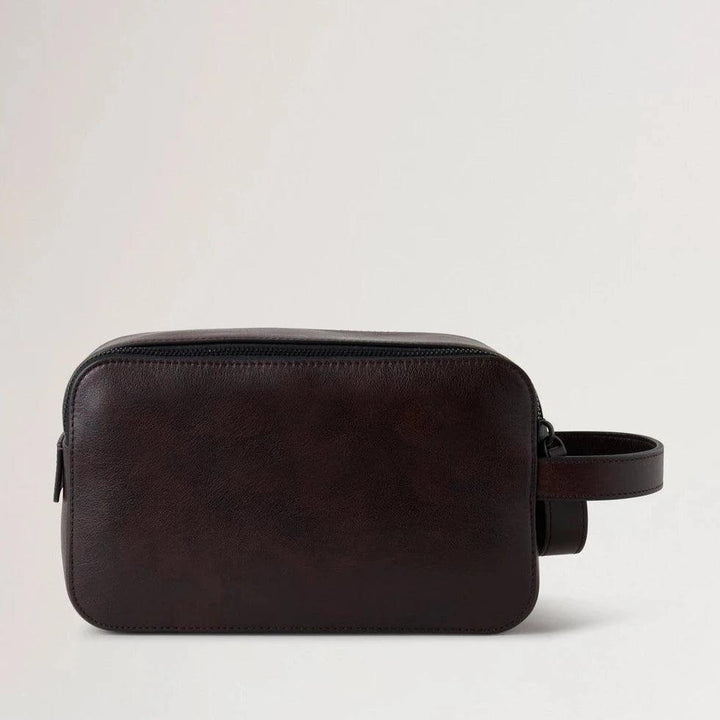 Mulberry Waschkoffer mit doppeltem Reißverschluss, zweifarbiges Leder, dunkle Schokolade, aus braunem Leder mit Griff, Modell RL7941/611E115