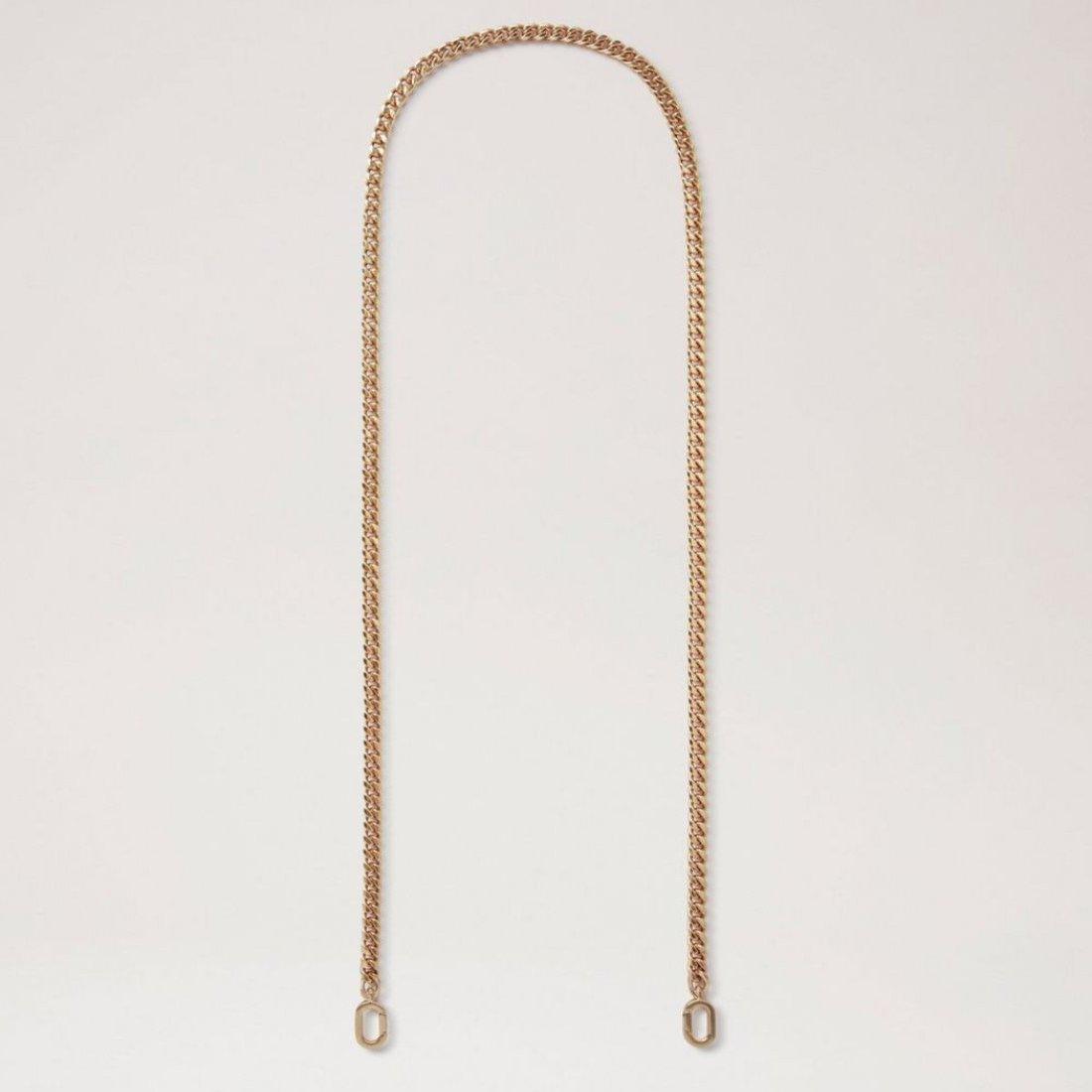 Mulberry Flacher Schulterriemen aus goldenem Metall, elegante und schlichte Kette mit ovalen Enden. Modell rx0290000n188