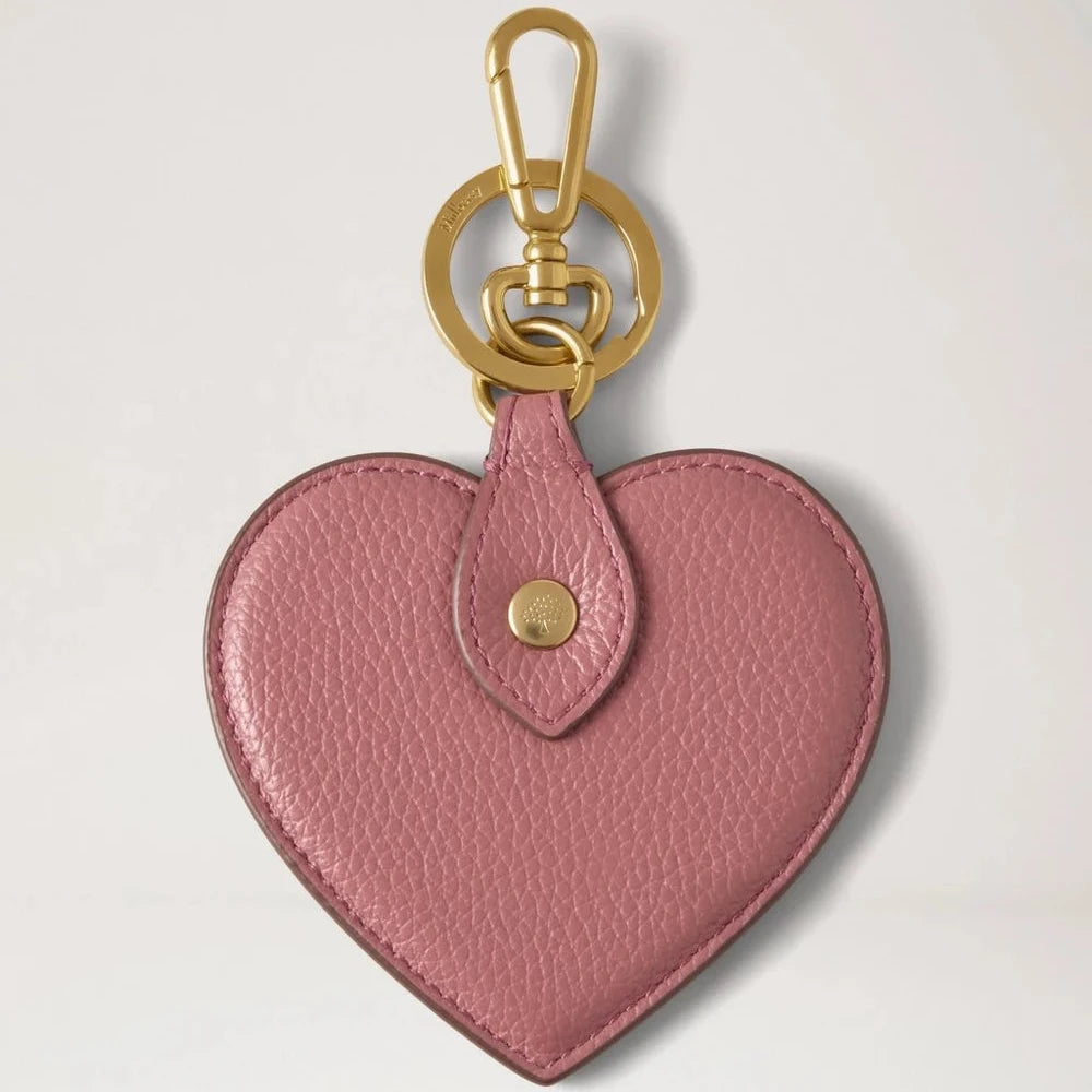 Mulberry Herz-Schlüsselanhänger Pink Scrumpy aus rosa Leder mit goldener Metallaufhängung. Modell rk6003205j647