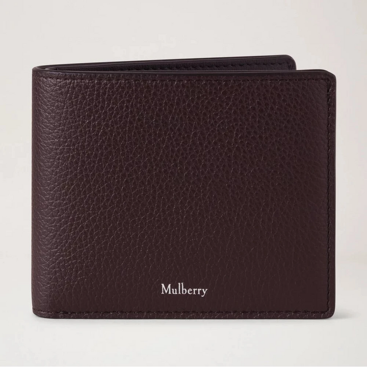 Mulberry Heritage 8 Card Wallet Small Glassic Grain Ebony, braune Geldbörse aus geprägtem Leder, Modell RL7395205A110