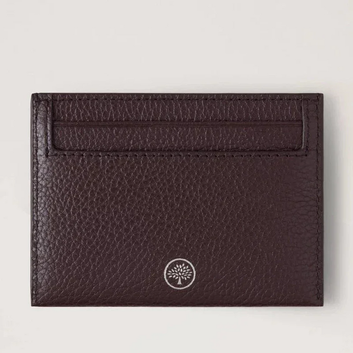 Mulberry Heritage Credit Card Slip Small Classic Grain Ebony, Kartenetui aus schwarzem geprägtem Leder mit Münzlogo, Modell RL4064205A110