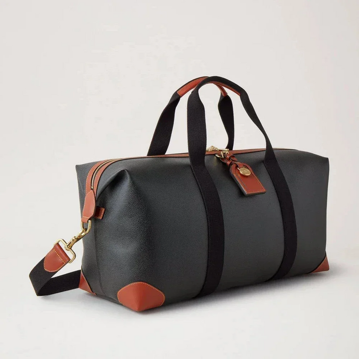 Mulberry Schwarze Heritage Medium Clipper-Tasche mit cognacfarbenen Lederdetails und Schultergurt, Modell HL5136_127A340