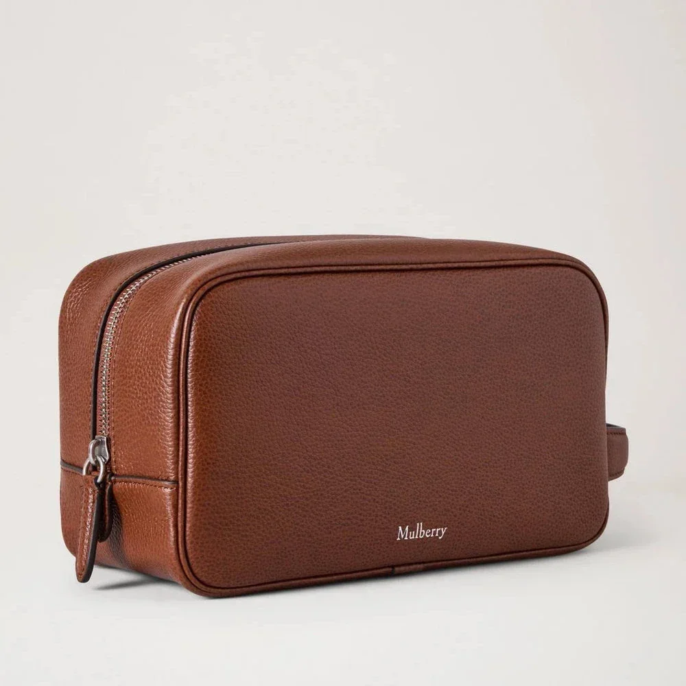 Mulberry Heritage Wash Case Two Tone Oak aus braunem Leder, schlichtes Design mit Reißverschluss, Modell RL8911552G110.