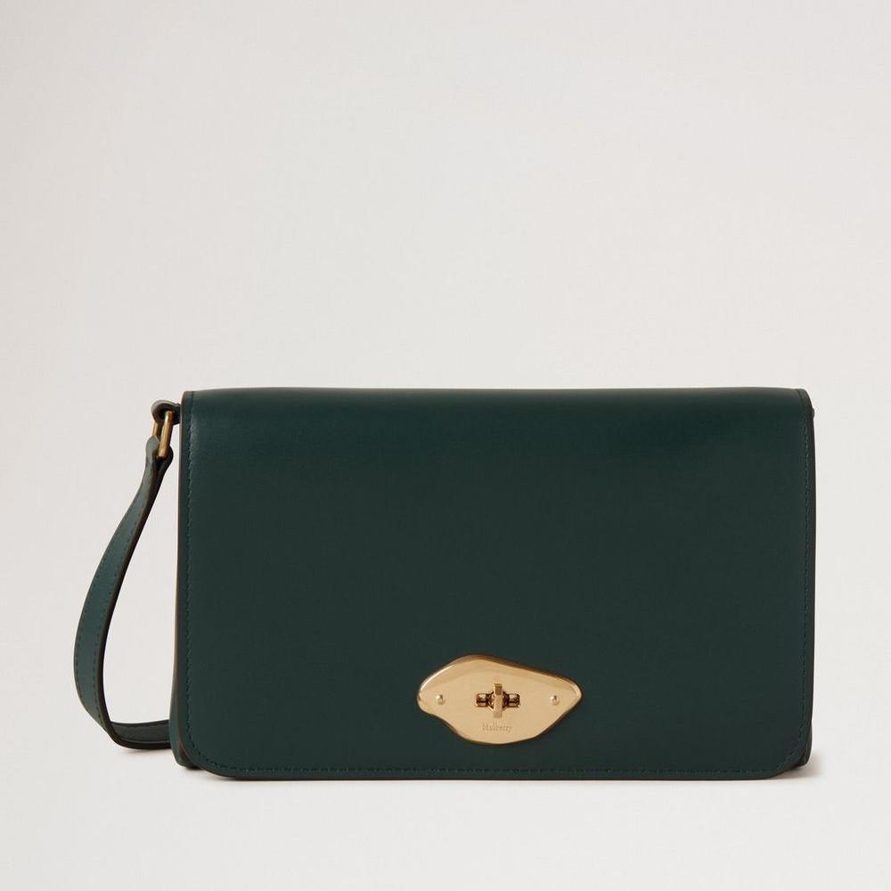 Mulberry Lana Portemonnaie mit Riemen aus Hochglanzleder Mulberry Grünes, elegantes Portemonnaie mit Riemen aus glänzendem dunkelgrünem Leder. Modell RL8058615Q633