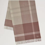 Mulberry Large Check Merino Wool Scarf Autumn Rose & Powder Rose Merino Wool Schal