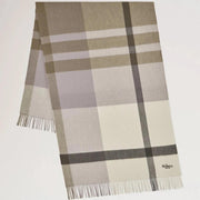 Mulberry Large Check Merino Wool Scarf Eggshell & Olive Merino Wool Schal