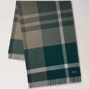 Mulberry Large Check Merino Wool Scarf Mulberry Green & Juniper Green Schal