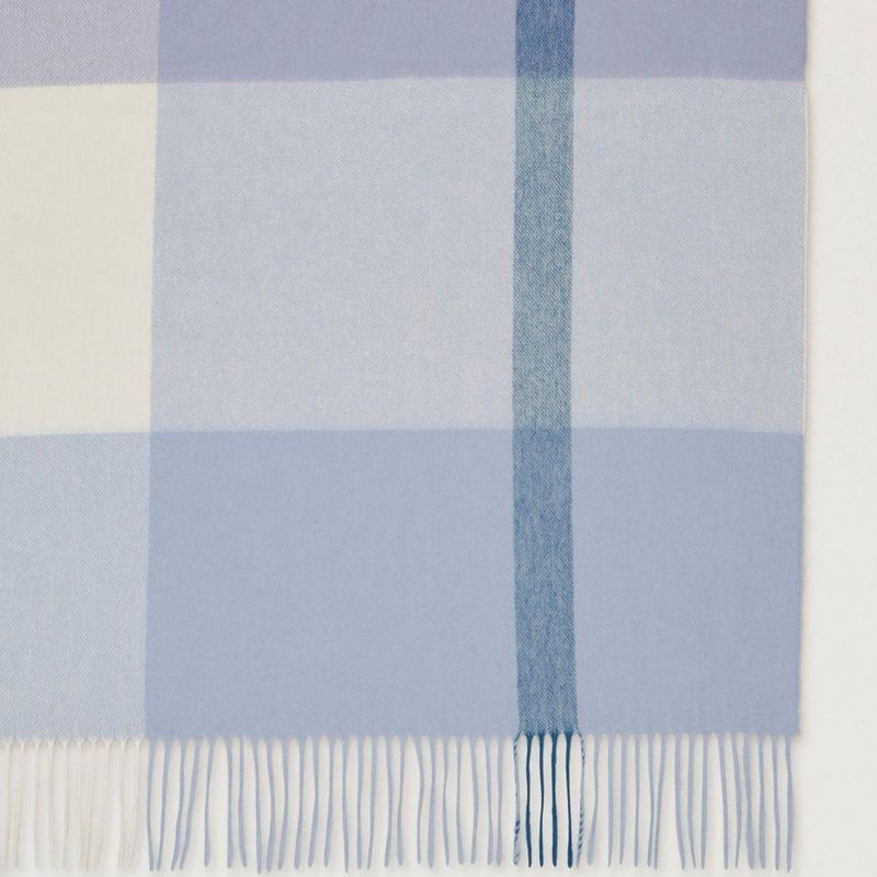 Mulberry Large Check Merino Wool Scarf Poplin Blue-White - Tørklæder - VS4295/889U910