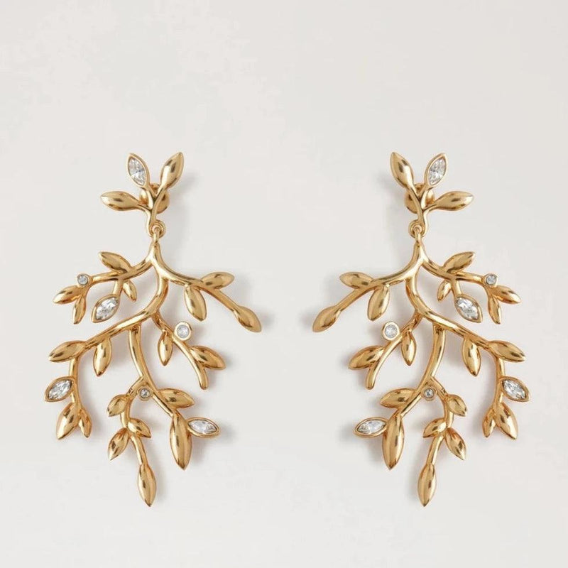 Mulberry Leaf Long Earrings Brass - - QE2401/000P140