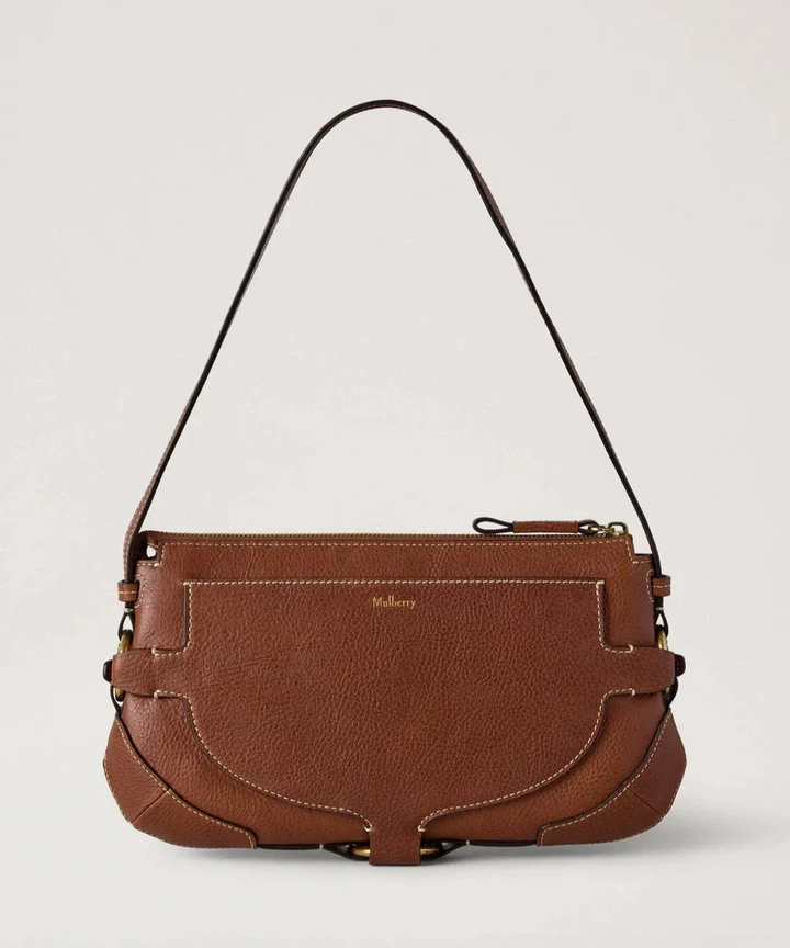 Mulberry Lennox Schulter Heritage NVT Eichentasche aus braunem Leder mit markanten Nähten, Modell HH9961730G110