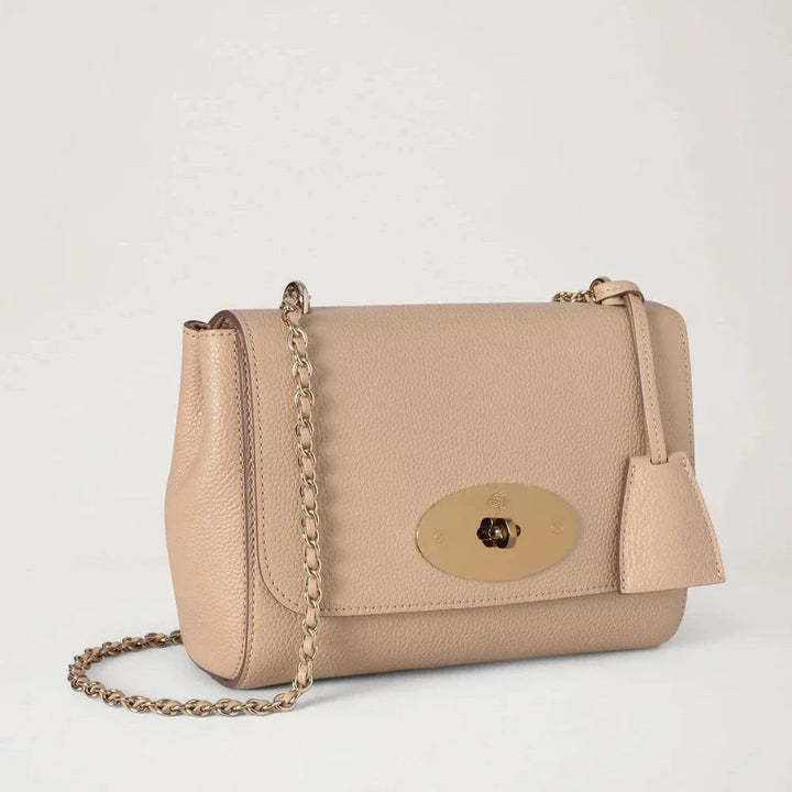 Mulberry Lily Crumpet Small Classic Grain Umhängetasche aus hellbeigem Leder mit Kettenriemen. Modell HH3291205W577