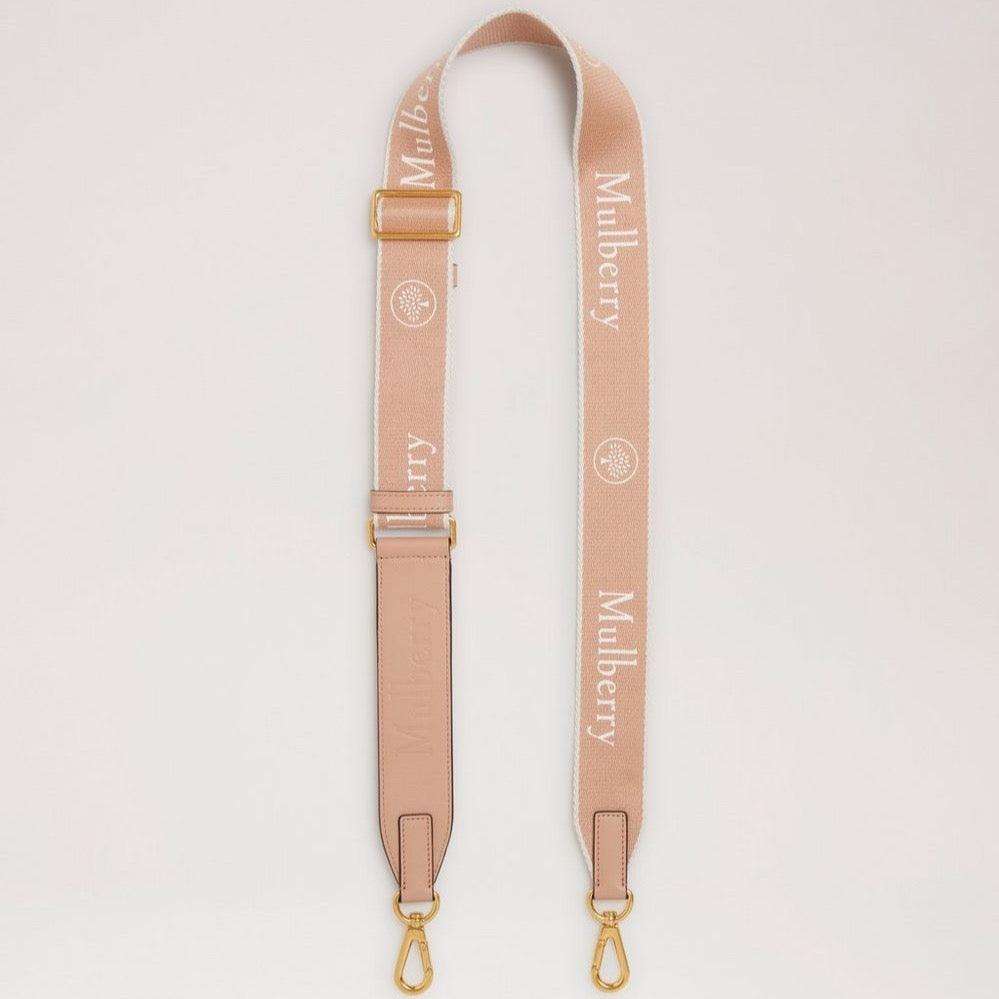 Mulberry Logo-Gurtband aus Ahorn, verstellbares beiges Armband mit goldenen Schnallen, Modell RX0283000E631