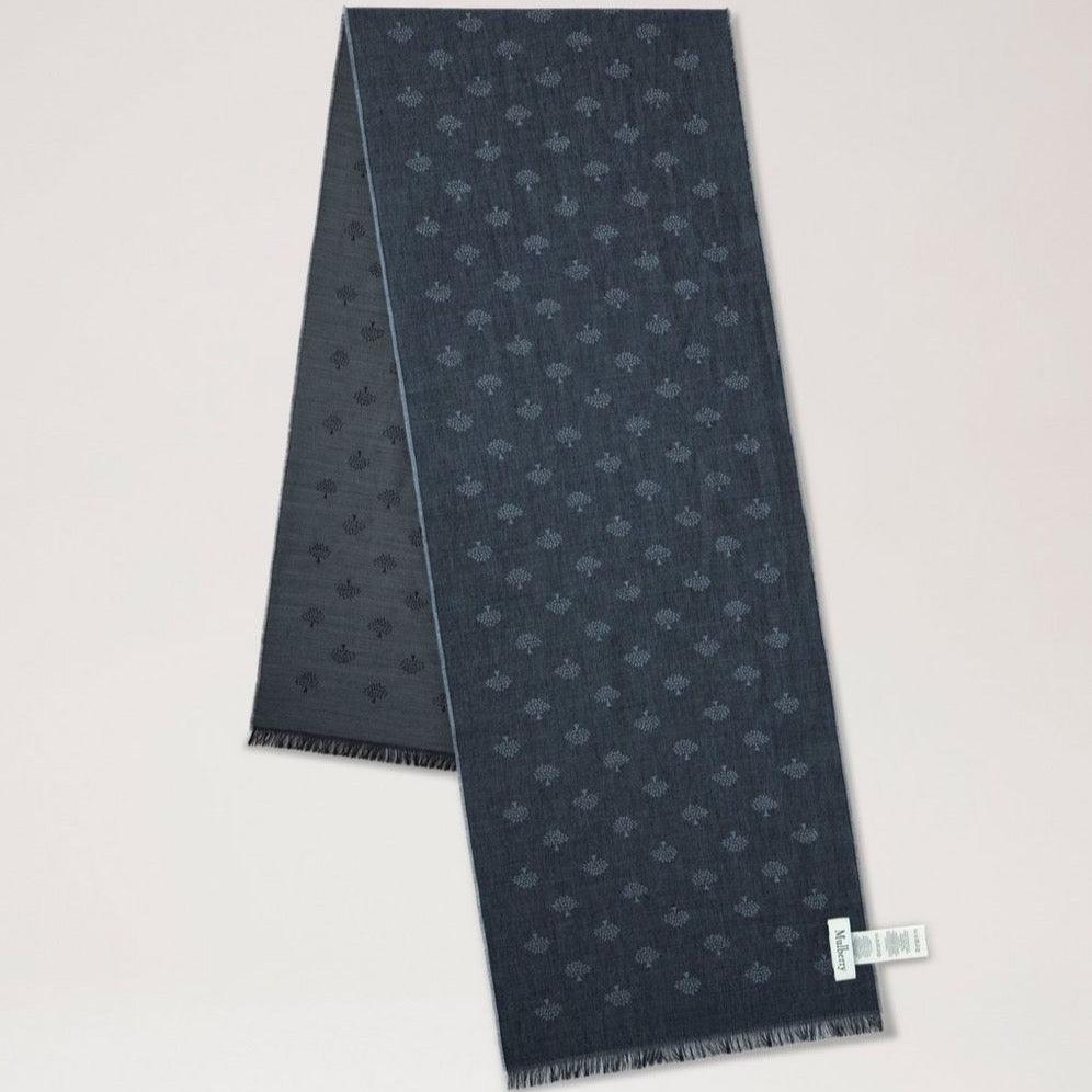 Mulberry Mens Scarf Tree Jacquard Charcoal - Tørklæder - VS4784/950C110