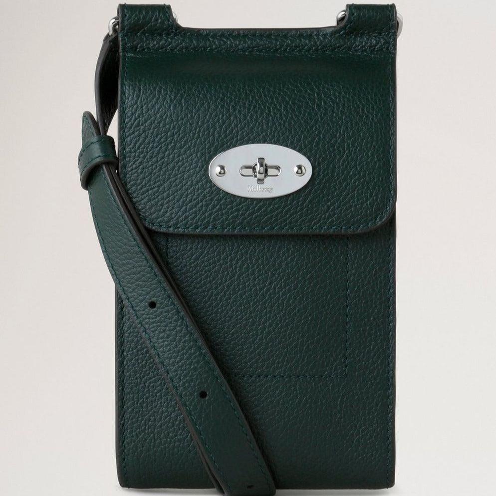 Mulberry Mini Antony Beutel mit kleiner klassischer Körnung Mulberry Grün mit verstellbarem Riemen und silbernen Details, Modell RL6872205Q633