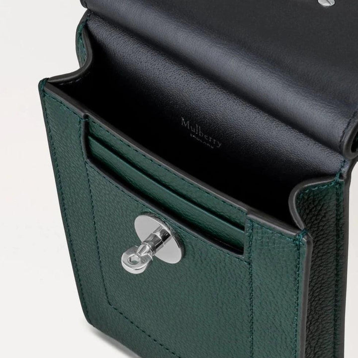 Mulberry Mini Antony Kleine Tasche mit klassischer Narbung aus dunkelgrünem Leder, offenes Fach, Modell RL6872205Q633