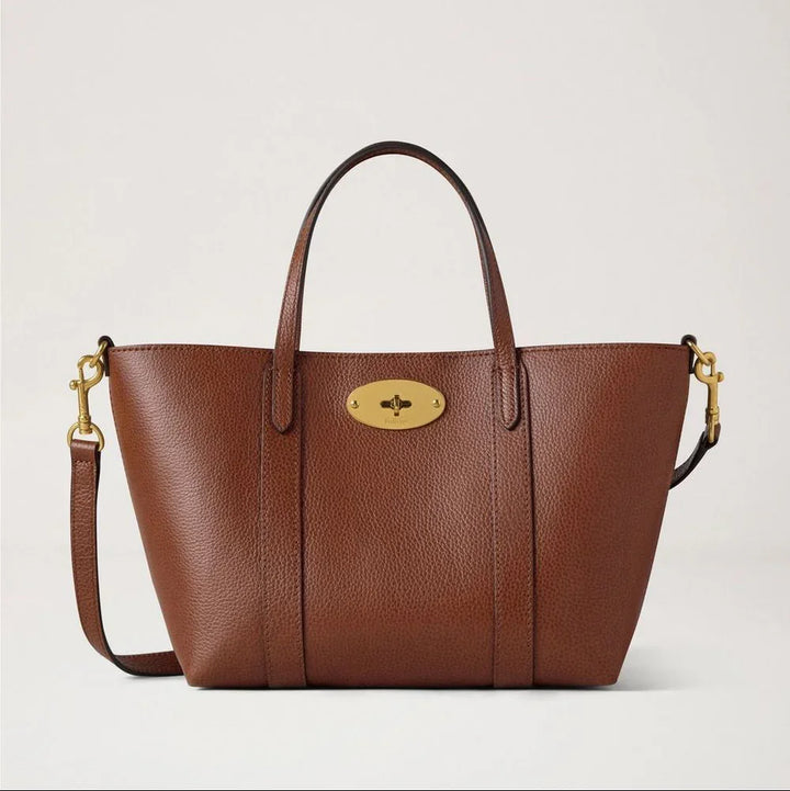 Mulberry Mini Bayswater Tote Small Classic Grain Two Tone Oak aus braunem Leder mit goldenen Details, Modell RL8879552G110.