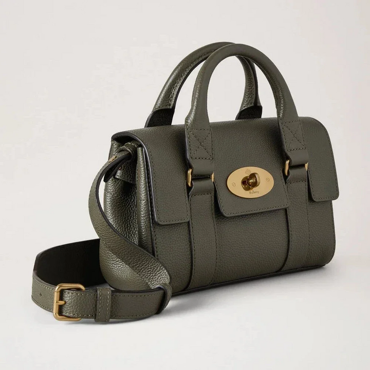 Mulberry Mini-Erbe Bayswater Kleine Umhängetasche in Classic Grain Juniper Green aus Leder, Modell RL8928205Q749