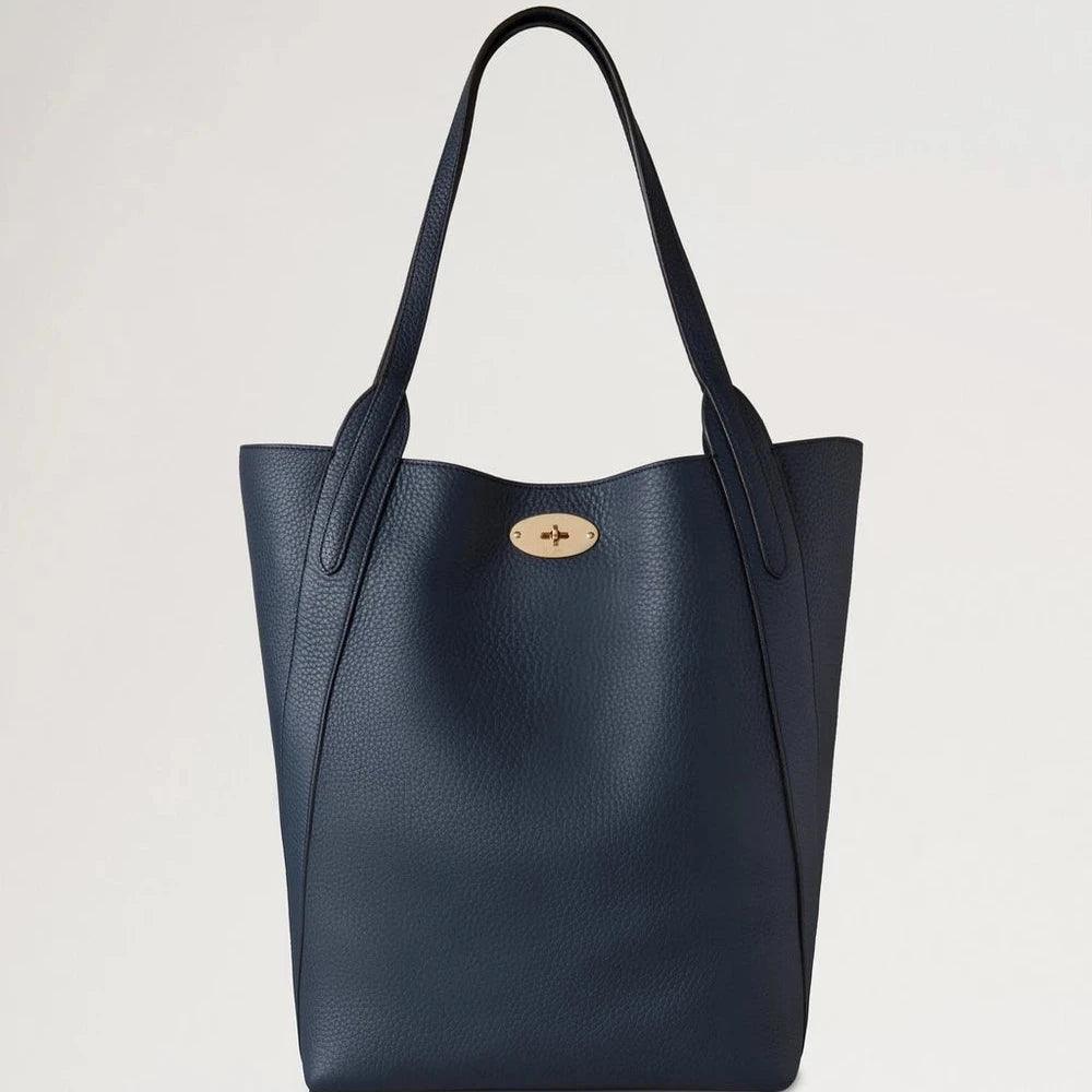 Mulberry Nord-Süd Bayswater Nachthimmel-Ledertasche in Dunkelblau mit goldener Schnalle, Modell HH9104736U888.