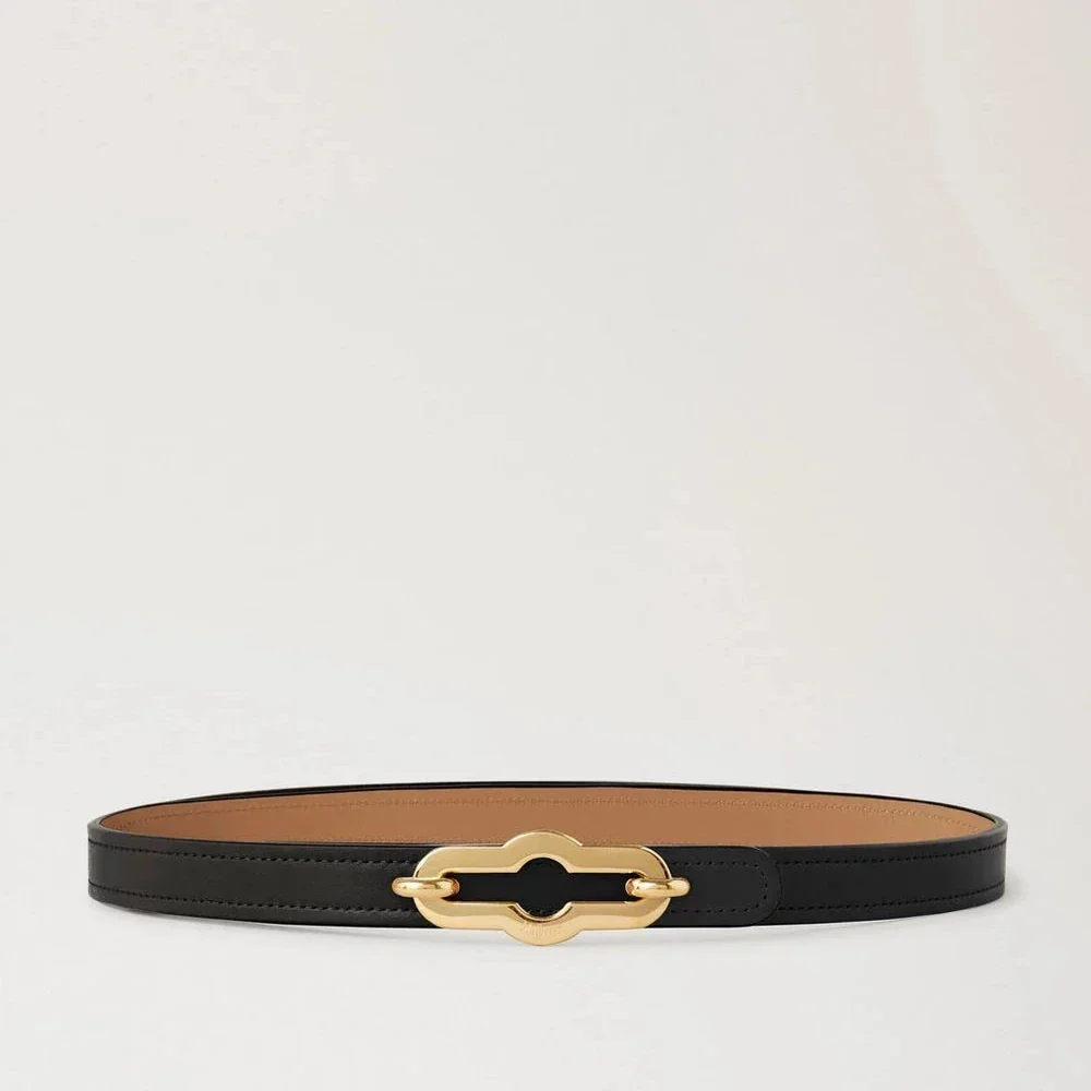 Mulberry Pimlico Wendegürtel aus schwarzem Leder mit eleganter goldener Schnalle, Modell ML6501615A936-001