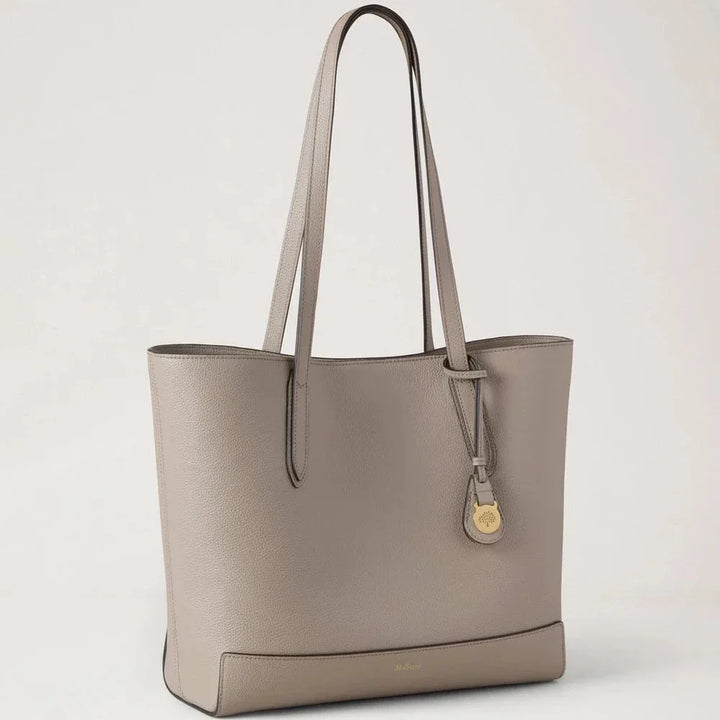Mulberry Shopper Cashmere Taupe Small Classic Grain, eleganter Shopper aus taupefarbenem Leder mit langem Griff, Modell HH9833205F924